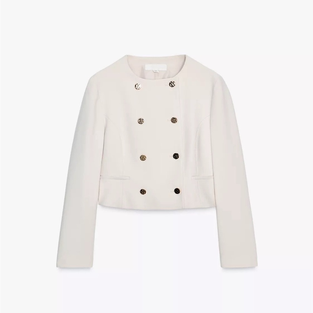 New Zara short double-breasted blazer in ecru- medium